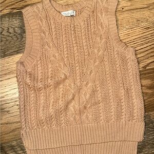 Rachel Zoe Tan Cable Knit Sleeveless Sweater